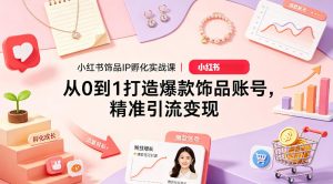 小红书饰品IP孵化实战课｜从0到1打造爆款饰品账号，精准引流变现-16888副业资讯