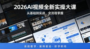 2026AI视频全新实操大课，从基础到实战，全流程掌握，系统教学·案例驱动·即学即用-16888副业资讯