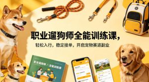 职业遛狗师全能训练课，轻松入行，稳定接单，开启宠物赛道副业-16888副业资讯