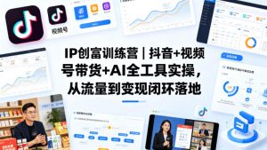 IP创富训练营｜抖音+视频号带货+AI全工具实操，从流量到变现闭环落地-16888副业资讯