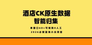 酒店CK原生数据智能归集，单窗口60+可矩阵0人工，2026必做蓝海小众项目【揭秘】-16888副业资讯