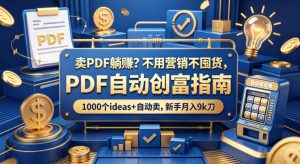 卖PDF躺賺？不用营销不囤货，PDF自动创富指南，1000个ideas+自动卖，新手月入9k刀【原创双语字幕】-16888副业资讯