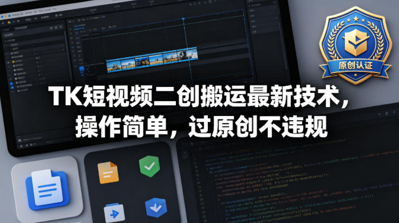 TK短视频二创搬运最新技术，操作简单，过原创不违规-16888副业资讯