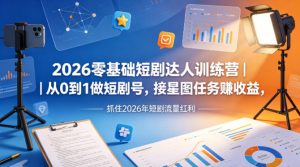 2026零基础短剧达人训练营｜从0到1做短剧号，接星图任务賺收益，抓住2026年短剧流量红利-16888副业资讯