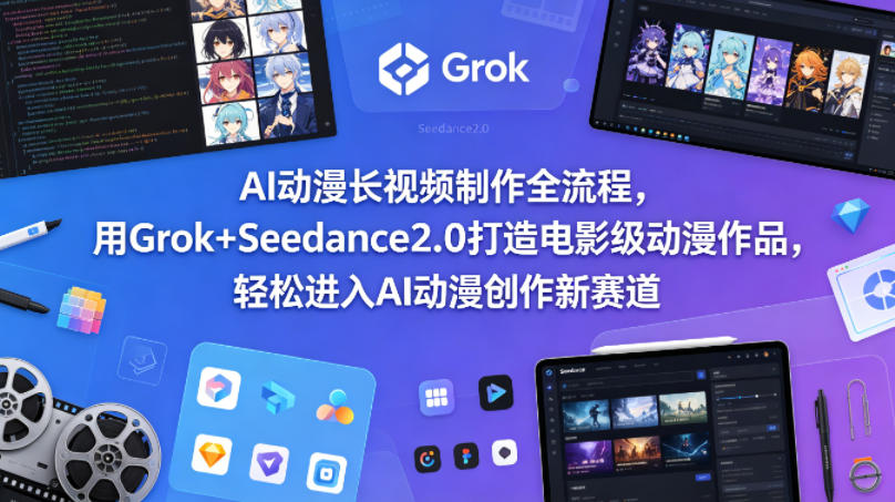 AI动漫长视频制作全流程，用Grok+Seedance2.0打造电影级动漫作品，轻松进入AI动漫创作新赛道-16888副业资讯