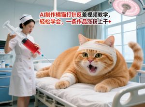 AI制作橘猫打针反差视频教学，轻松学会，一条作品涨粉上千+-16888副业资讯