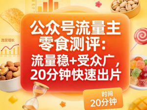 公众号流量主之零食测评赛道，流量稳+受众广，20分钟一条作品-16888副业资讯