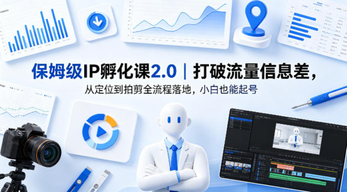 保姆级IP孵化课2.0｜打破流量信息差，从定位到拍剪全流程落地，小白也能起号-16888副业资讯