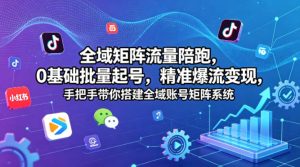 全域矩阵流量陪跑，0基础批量起号，精准爆流变现，手把手带你搭建全域账号矩阵系统-16888副业资讯