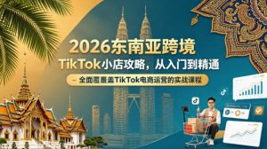 2026东南亚跨境TikTok小店攻略，从入门到精通、全面覆盖TikTok电商运营的实战课程（更新4月）-16888副业资讯