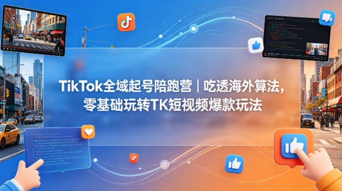 TikTok全域起号陪跑营｜吃透海外算法，零基础玩转TK短视频爆款玩法-16888副业资讯