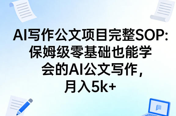 AI写作公文项目完整SOP，保姆级零基础也能学会的AI公文写作，月入5k+-16888副业资讯
