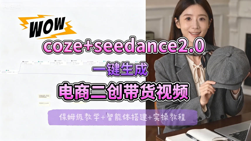【Coze工作流搭建实操教程】seedance2.0+coze一键生成电商二创带货视频，全流程保姆级教学-16888副业资讯