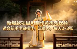 新爆款项目AI制作黄梅戏视频，适合新手小白操作，流量大，每天2-3张-16888副业资讯