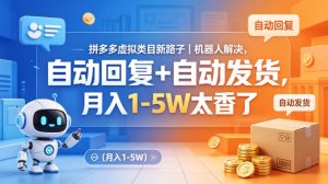 拼多多虚拟类目新路子｜机器人解决，自动回复+自动发货，月入1-5W太香了【揭秘】-16888副业资讯