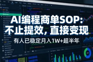 AI编程商单SOP，AI编程不能只给工作提效，还要直接变现，有人已经稳定月入1W+半年了-16888副业资讯