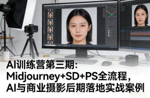 AI训练营第三期：Midjourney+SD+PS全流程，AI与商业摄影后期落地实战案例-16888副业资讯