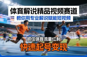 体育解说精品视频赛道，教你用专业解说赋能短视频，抓住体育流量红利，快速起号变现-16888副业资讯
