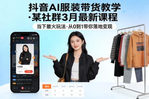 抖音AI服装带货教学，某社群3月最新课程，当下最火玩法，从0到1带你落地变现-16888副业资讯