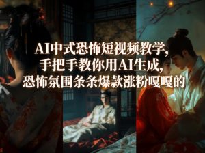 AI中式恐怖短视频教学，手把手教你用AI生成，恐怖氛围条条爆款涨粉嘎嘎的-16888副业资讯