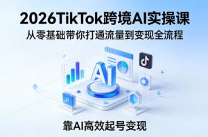 2026TikTok跨境AI实操课，从零基础带你打通流量到变现全流程，靠AI高效起号变现-16888副业资讯