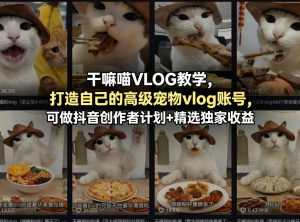 干嘛喵VLOG教学，打造自己的高级宠物vlog账号，可做抖音创作者计划+精选独家收益-16888副业资讯