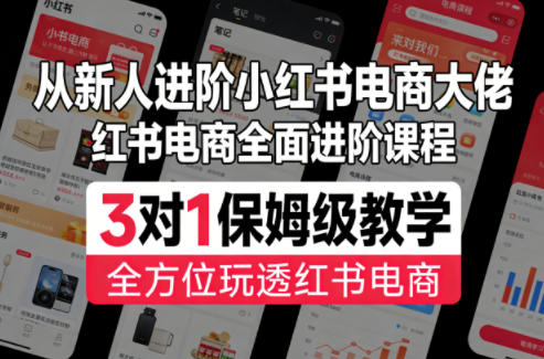 从新人进阶小红书电商大佬，红书电商全面进阶课程，3对1保姆级教学，全方位玩透红书电商-16888副业资讯
