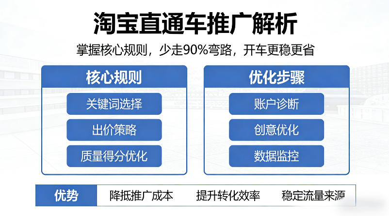 淘宝直通车推广解析，掌握核心规则，少走90%弯路，开车更稳更省-16888副业资讯