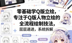 零基础学Q版立绘，专注于Q版人物立绘的全流程绘制技法，层层递进，系统拆解-16888副业资讯