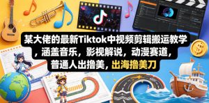 某大佬的最新Tiktok中视频剪辑搬运教学,涵盖音乐,影视解说,动漫赛道,普通人出海撸美刀-16888副业资讯