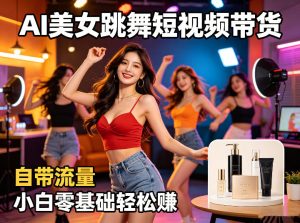 AI美女跳舞短视频带货:自带流量,小白零基础轻松賺,详细拆解-16888副业资讯