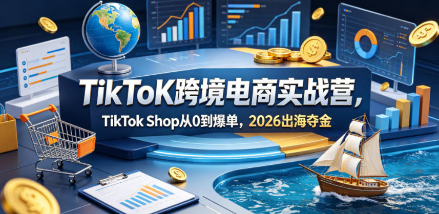 TikToK跨境电商实战营，TikTok Shop从0到爆单，2026出海夺金-16888副业资讯
