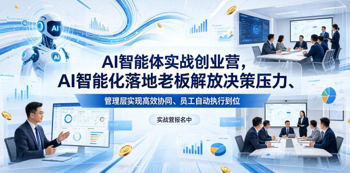 AI智能体实战创业营26年4月23-25号线下课，AI智能化落地老板解放决策压力、管理层实现高效协同、员工自动执行到位-16888副业资讯