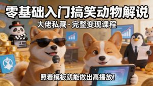 零基础入门搞笑动物解说,大佬私藏完整变现课程,照着模板就能做出高播放-16888副业资讯