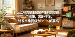 公众号流量主居家养生科普赛道，门槛低，落地性强，转发率比同级别99％都要高-16888副业资讯