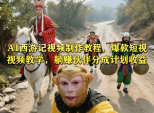 AI西游记视频制作教程，爆款短视频教学，躺賺伙伴分成计划收益-16888副业资讯