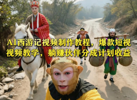 AI西游记视频制作教程，爆款短视频教学，躺賺伙伴分成计划收益-16888副业资讯