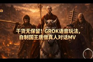 干货无保留!GROK语音玩法,自制国王唐僧真人对话MV-16888副业资讯