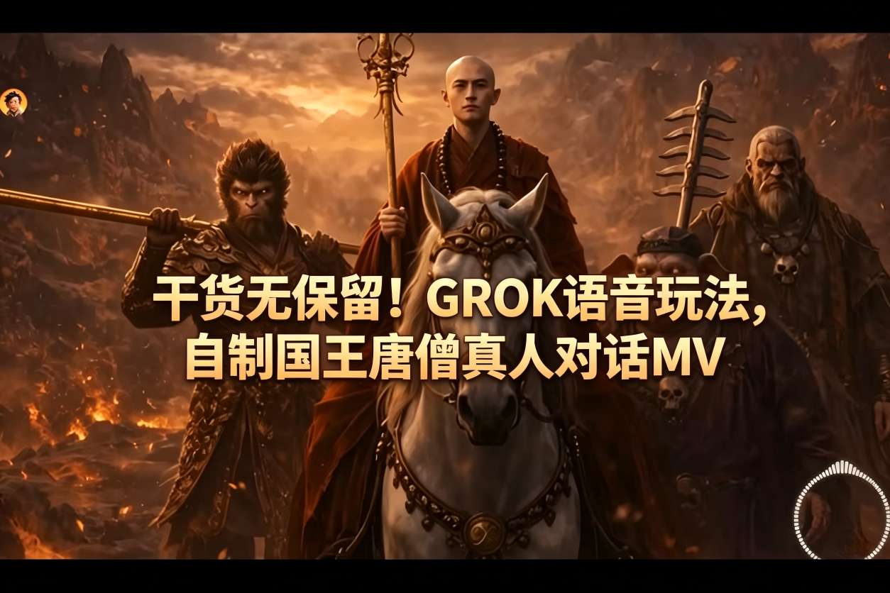 干货无保留！GROK语音玩法，自制国王唐僧真人对话MV-16888副业资讯