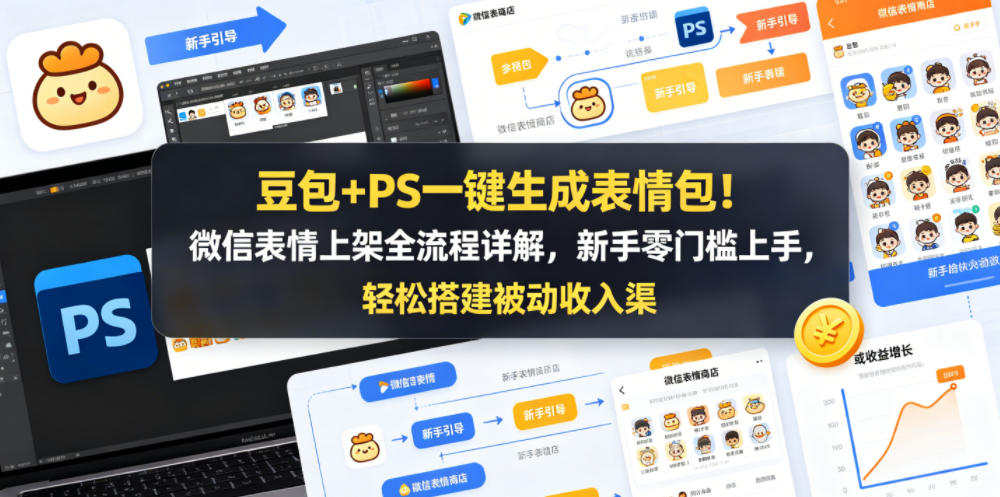 豆包+PS一键生成表情包！微信表情上架全流程详解，新手零门槛上手，轻松搭建被动收入渠道-16888副业资讯