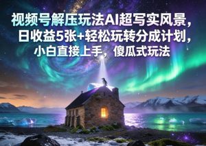 视频号解压玩法AI超写实风景，日收益5张+轻松玩转分成计划，小白直接上手，傻瓜式玩法-16888副业资讯
