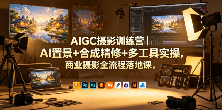 AIGC摄影训练营｜AI置景+合成精修+多工具实操，商业摄影全流程落地课-16888副业资讯