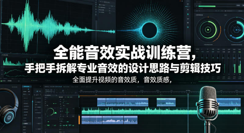 全能音效实战训练营，手把手拆解专业音效的设计思路与剪辑技巧，全面提升视频的音效质感-16888副业资讯