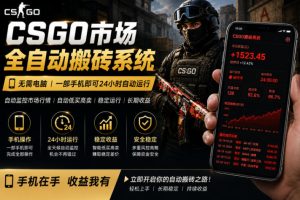 24小时自动监控CS饰品市场，手机即可完成全部操作实现自动搬砖盈利，日入300+【揭秘】-16888副业资讯