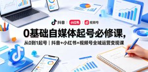 0基础自媒体起号必修课，从0到1起号｜抖音+小红书+视频号全域运营变现课-16888副业资讯