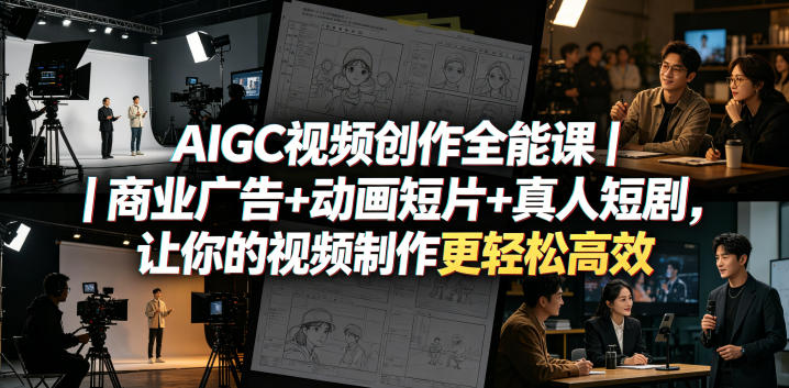 AIGC视频创作全能课｜商业广告+动画短片+真人短剧，让你的视频制作更轻松高效-16888副业资讯