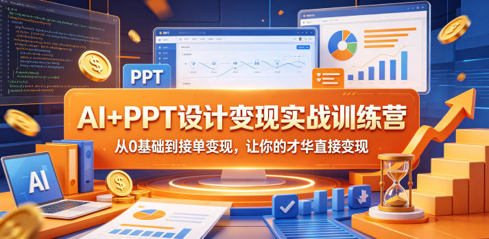 AI+PPT设计变现实战训练营，从0基础到接单变现，让你的才华直接变现-16888副业资讯