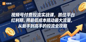 视频号付费投流实战课，抓住平台红利期，用最低成本撬动最大流量，从新手到高手的投流全攻略-16888副业资讯