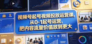 视频号起号视频投放运营课，从0-1起号运营，把内容流量价值放到更大-16888副业资讯