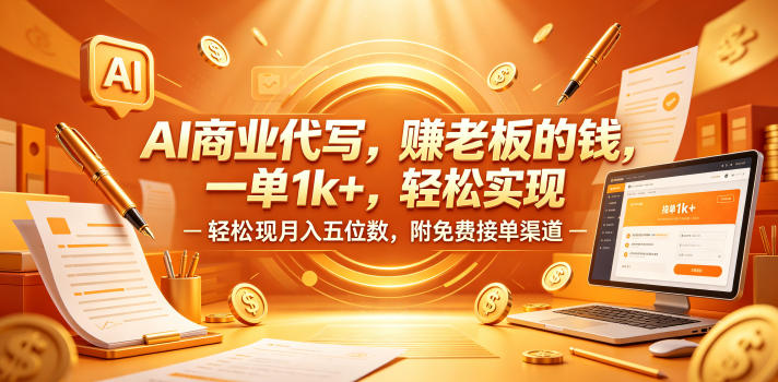 AI商业代写，賺老板的钱，一单1k+，轻松实现月入五位数，附免费接单渠道【揭秘】-16888副业资讯